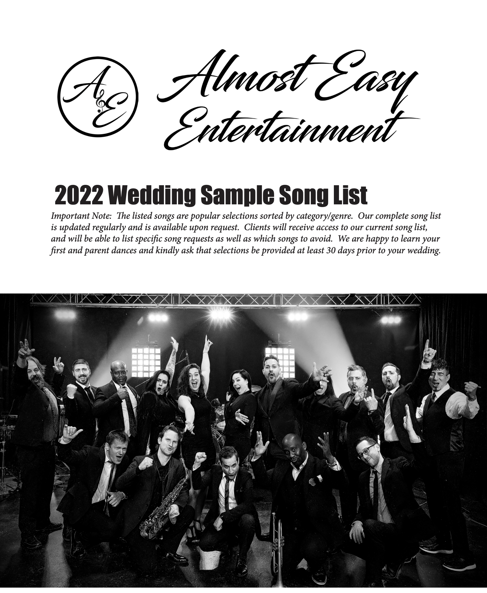 NJ Live Music Band Song List NJ Live Music Band Song List